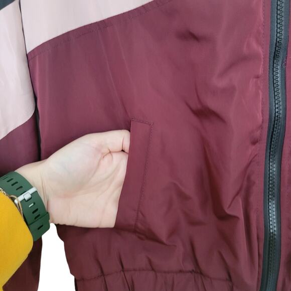 Love Tree Jacket Sz Small S Burgundy Colorblock Full Zip Lightweight Windbreaker - Picture 11 of 11